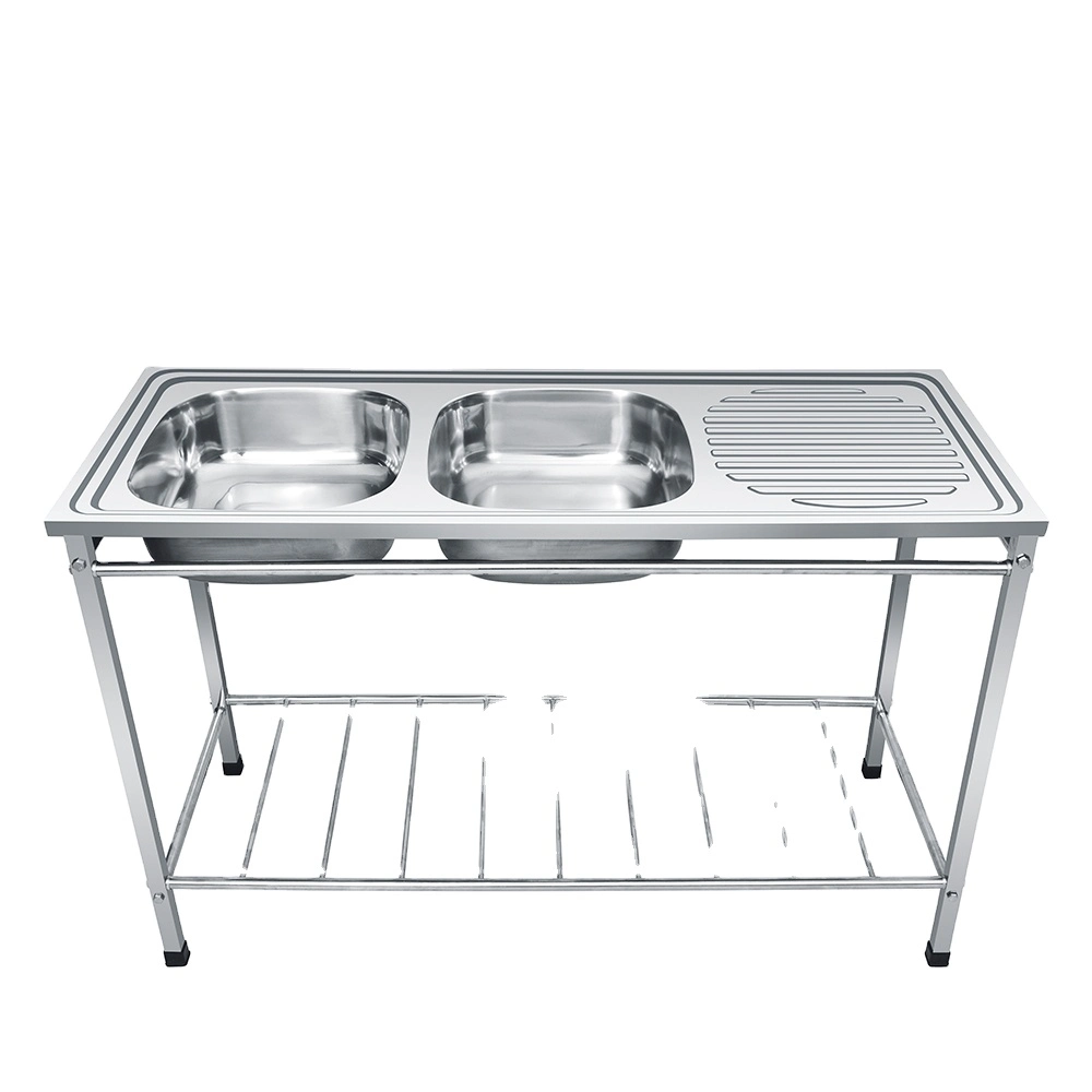 Commercial Stainless Steel Double Bowl Kitchen Sink Cabinet Factory Wholesale