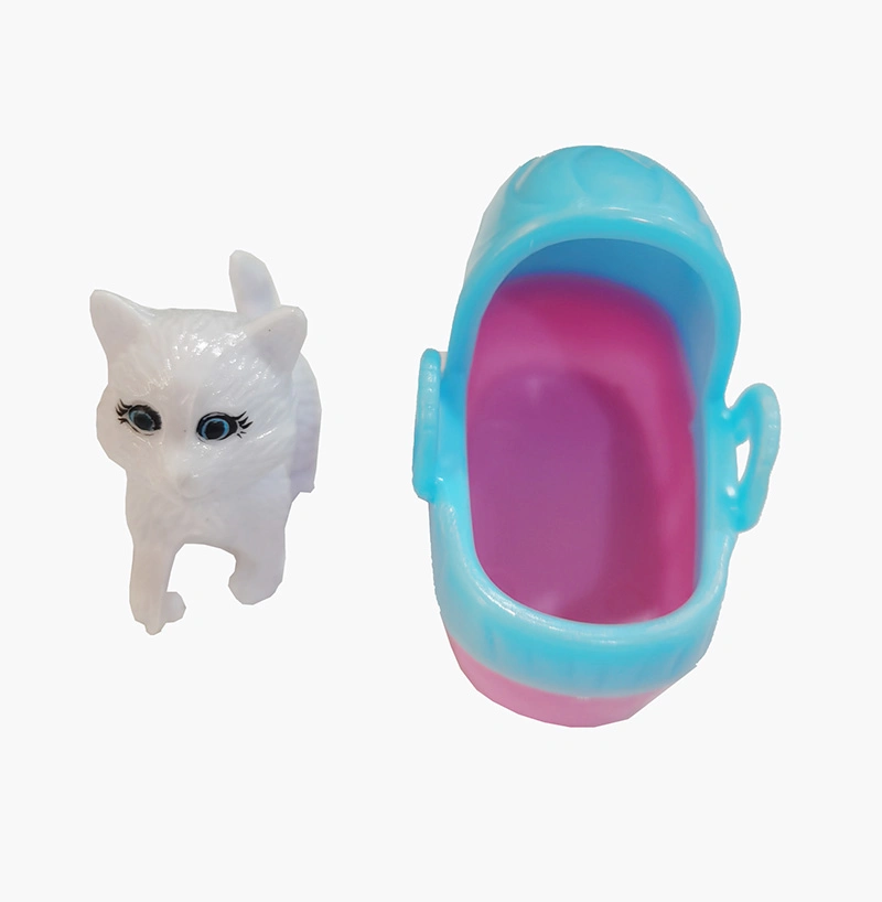 Gato Gato pequeño juguete de plástico con cuna juguetes para niños Play