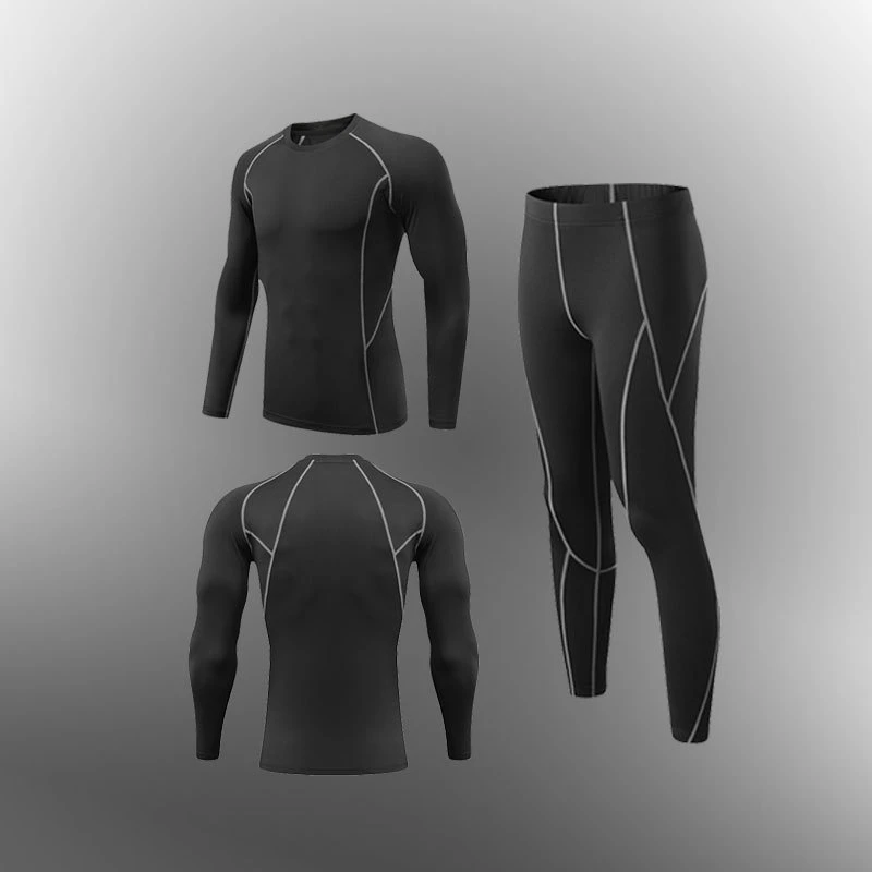 Men's Fitness Two Piece Set Quick-Dry Short-Sleeved Shirt Suit Running Sports Pants Basketball Training Sets Outdoor Sportswear