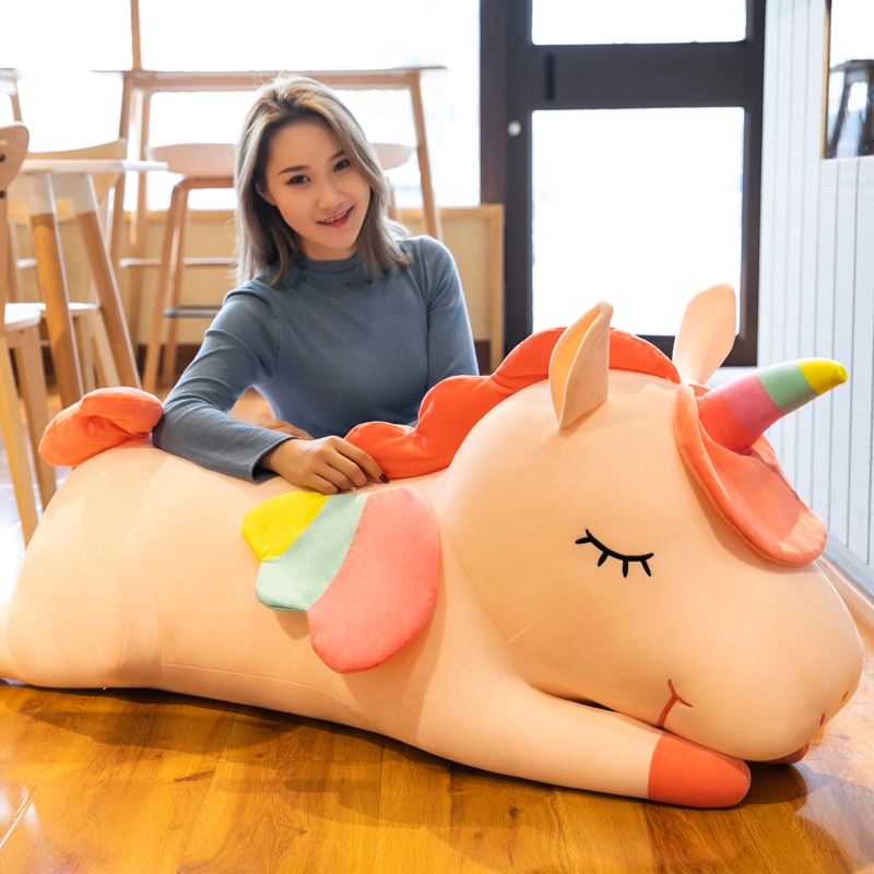 Vente au détail en gros Usine de jouets en peluche géants roses doux disponibles en licorne animale personnalisée