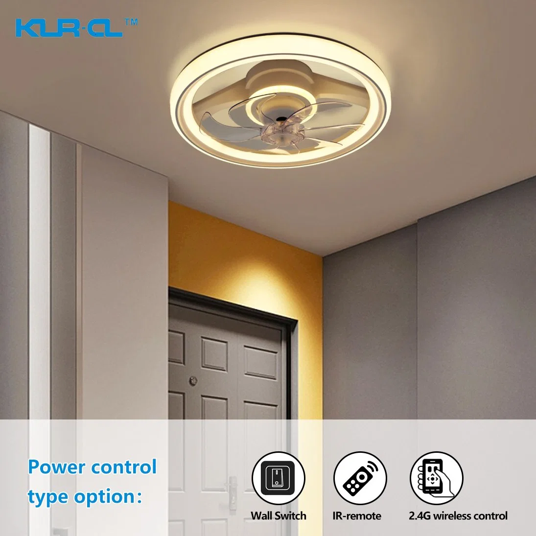 Flush Mounted Silent 2.4G Wireless Control LED Interior Lighting Fan