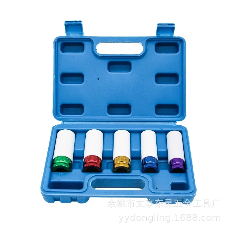 Best Price 5PCS CRV Material Customized Colorful 1/2" Impact Socket Sets Tyre Protection with Box Packed