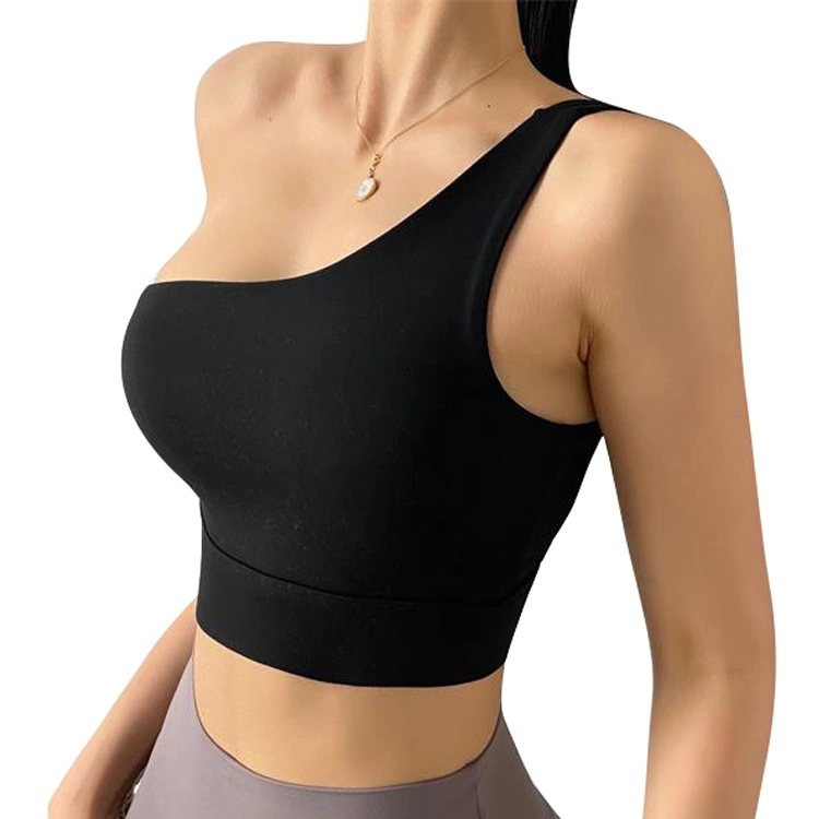 Gym Activewear Fitness Set Workout Sport Wear Women High Impact Sports Bra Sexy Single One Shoulder Padded Yoga Bra