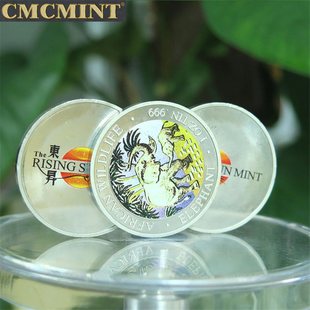 1 Oz Tin Elephant Round Coin