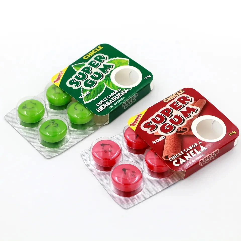 Envase de la caja Blister 4pcs cara redonda sonrisa de la burbuja de masticación Gum Con Jam