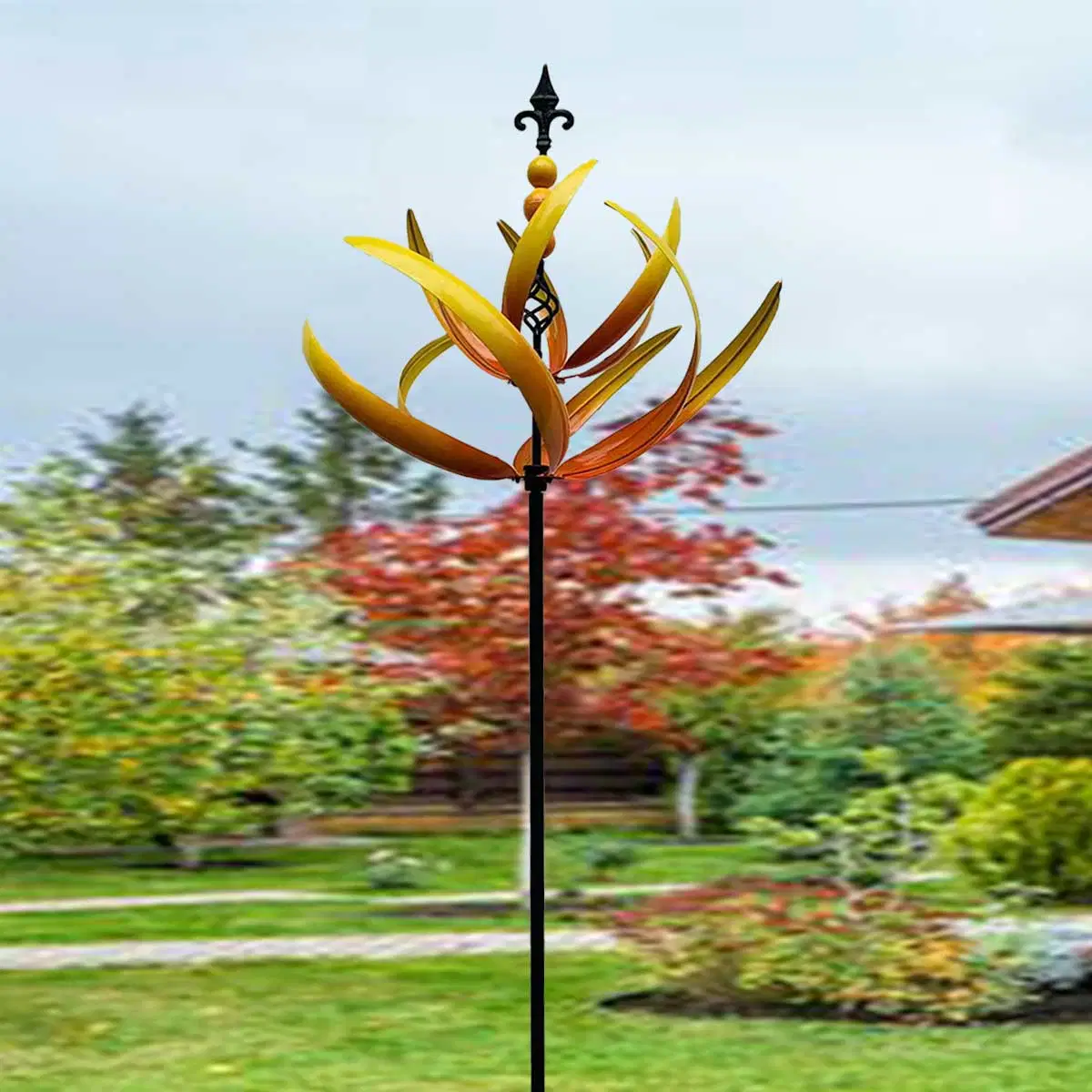 Solar Powered Outdoor Metal Wind Sculputure Windmill Spinner Garden Decorations Stake for Patio, Lawn&Garden Decor