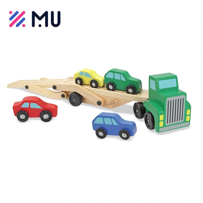 Carrier Truck Cars Set Educational Push Go Car Set Wooden Toy for Kids