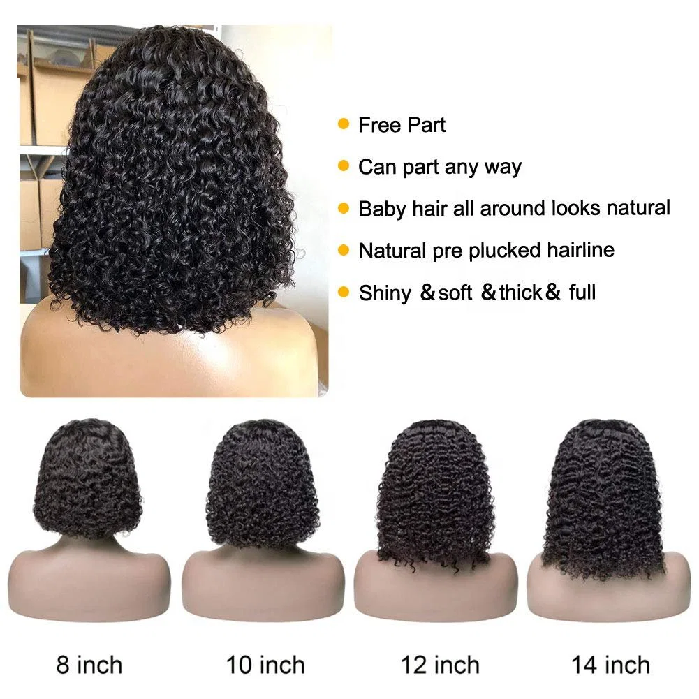 Kbeth Kinly el cabello rizado pelucas para las mujeres negras 2021 Verano fresco y suave transpirable de la moda Virgen brasileño Bob Short Cut Lace HD Pelucas Frontal Proveedor