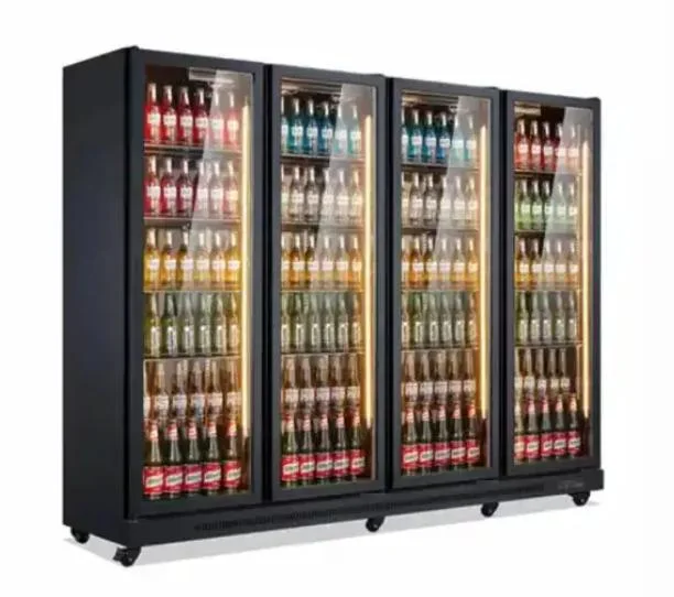 4-Door Supermarket Commercial Glass Door Refrigerator and Freezer Refrigeration Equipment