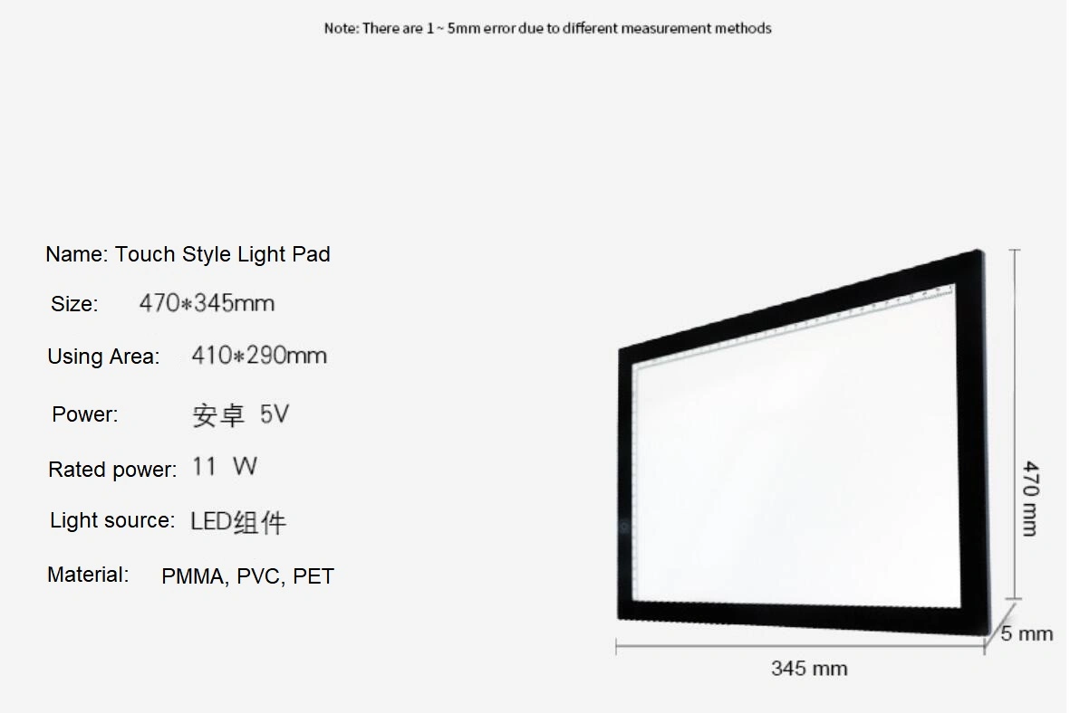 Caja de luz de trazado portátil para dibujo - Mesa de luz profesional Con 4 Magnets-Ultra-Thin Light Board con una bolsa a juego &amp; Cable USB para pintura de diamantes