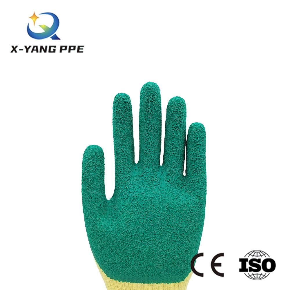 10 Gauge Knitted Cotton Liner Crinkle Latex Coated Safety for Garden Construction Protective Safety Gloves