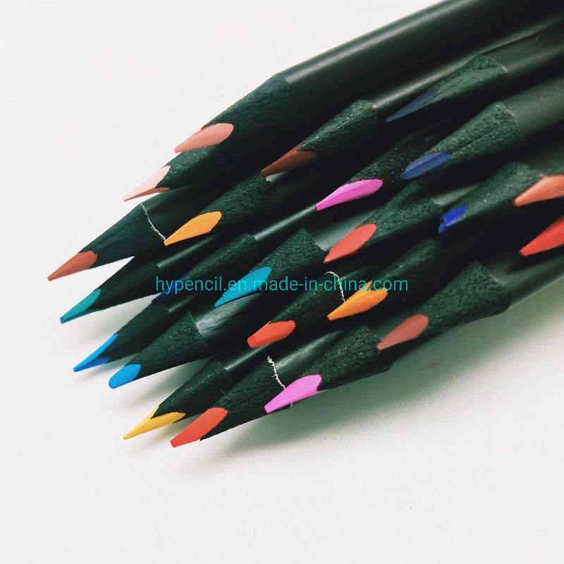 PT3724-Office School Stationery Art Supplies 24 Color Pencils in Paper Tube, Black Wood