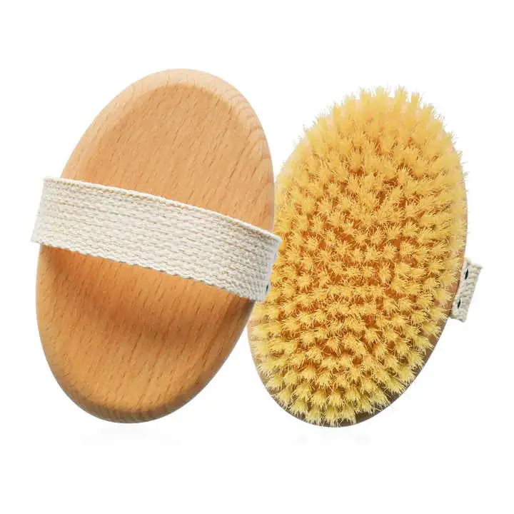 Bamboo Bath Skin Body Brush- Soft Natural Bristles Dry Brushing Body Scrubber Wood Exfoliating Brush for Cellulite