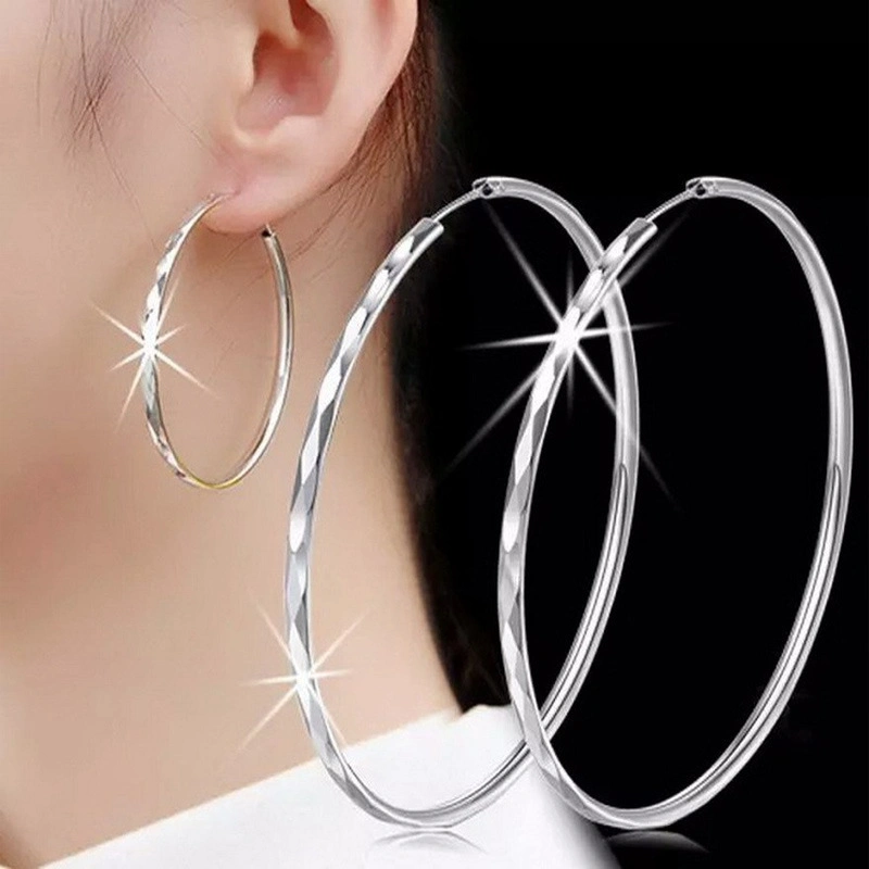 Wholesale Fashion Supply - Korean Silver Ear Accessories Exaggerated Oversized Hoop Earrings