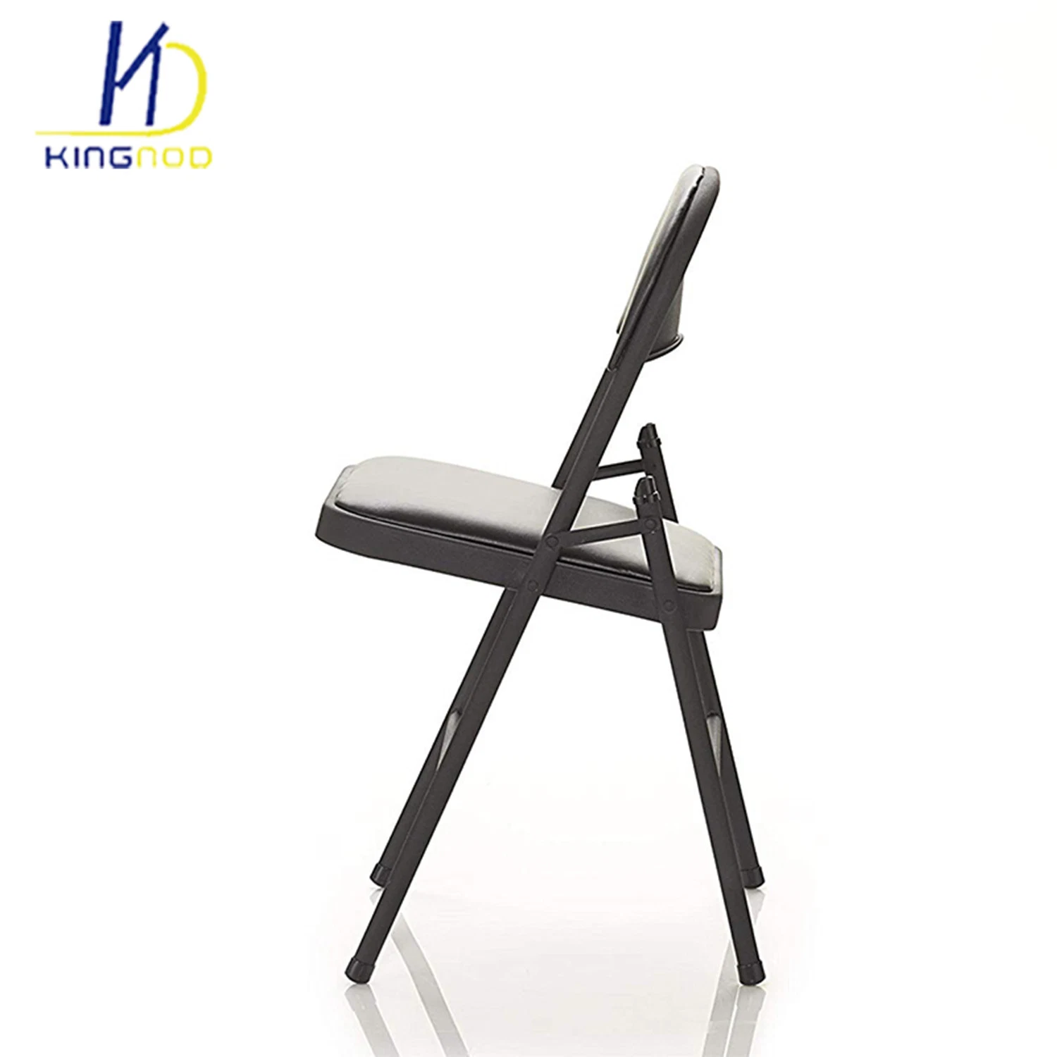 Precio de silla plegable de metal de cuero PU negro para conferencias/banquetes/oficina/visitantes/muebles de catering al por mayor.