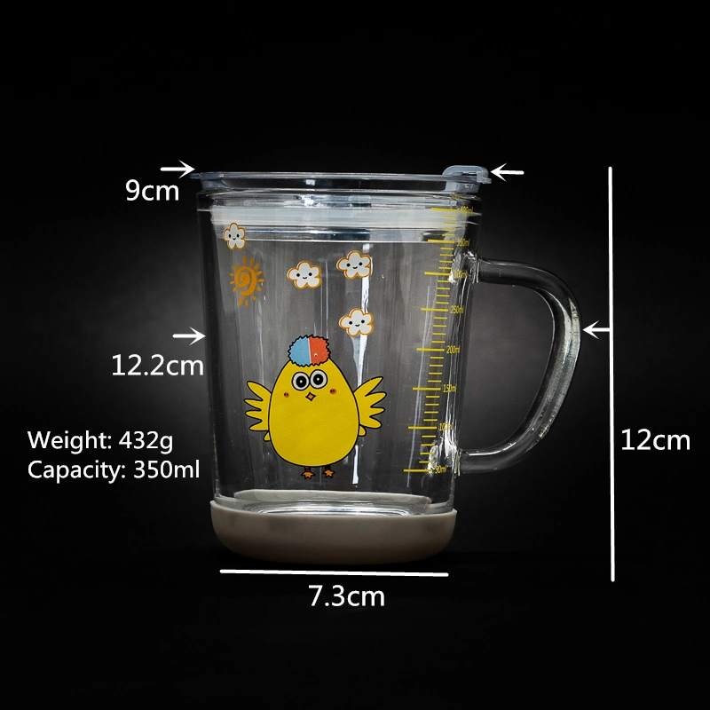 350ml Coffee Mugs Children Milk Straw Glass with Handle