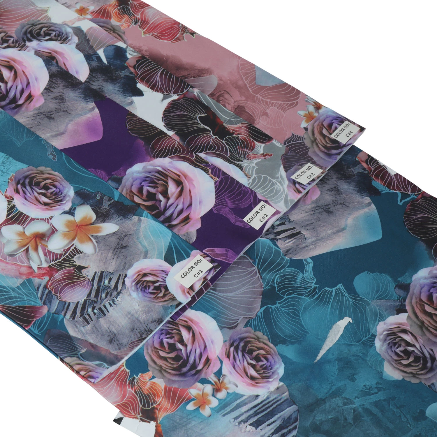 Polyester Satin Fabric with Flower Printed for Dress Fabrics