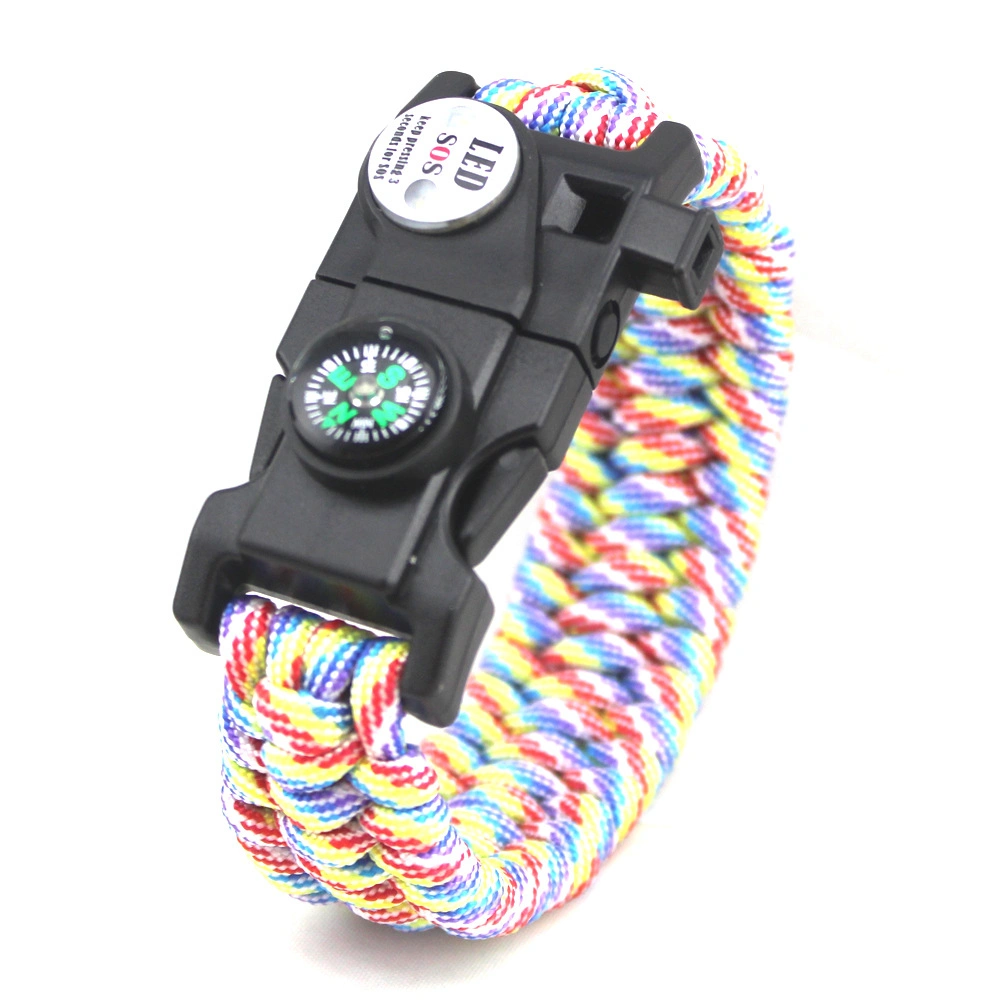 Original Factory of Outdoor Sport Camping Survival Wristband with LED Light Whistle Firestarter