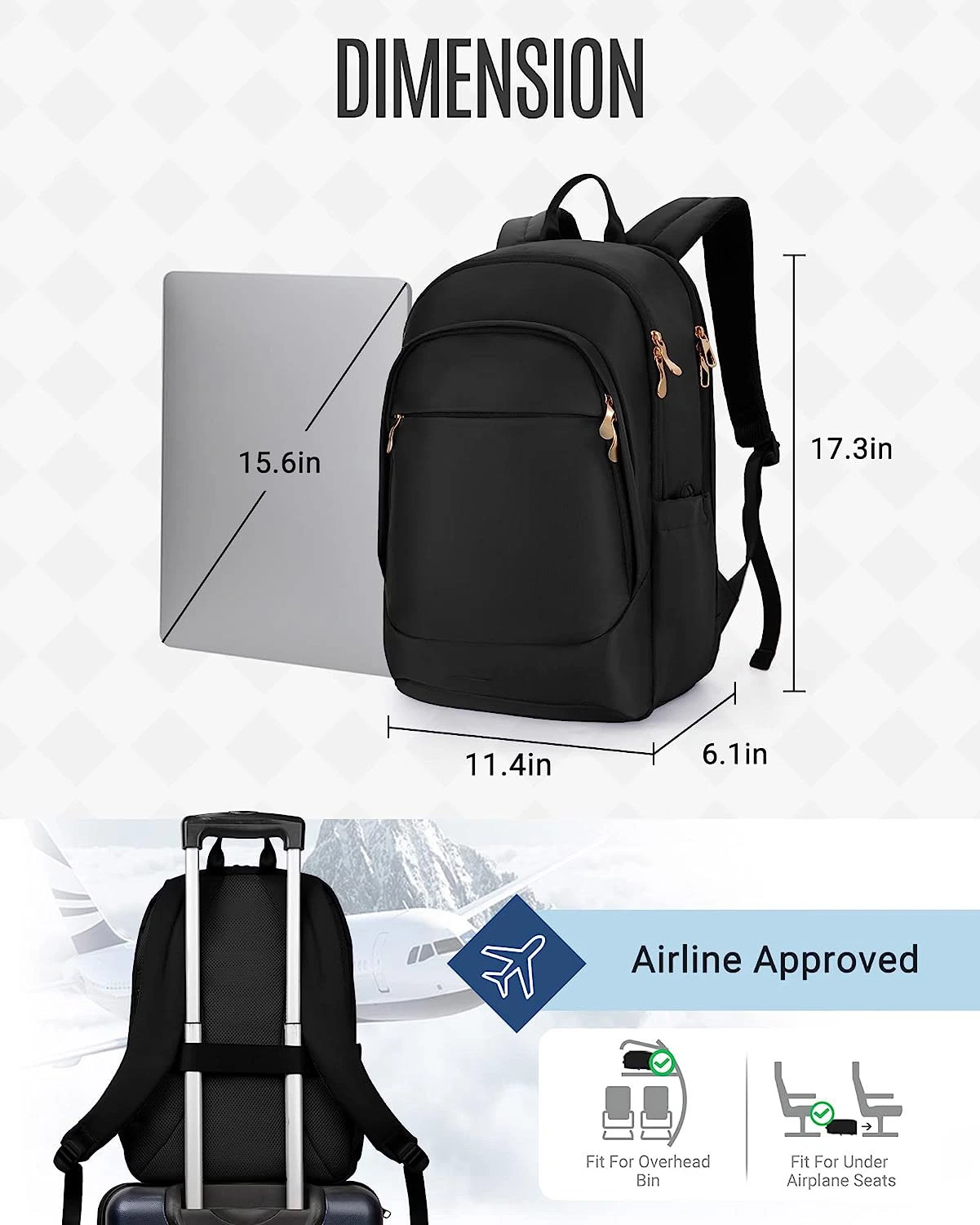 Mochila para computador portátil de viagem, mochila para computador portátil antirroubo de 15.6 polegadas