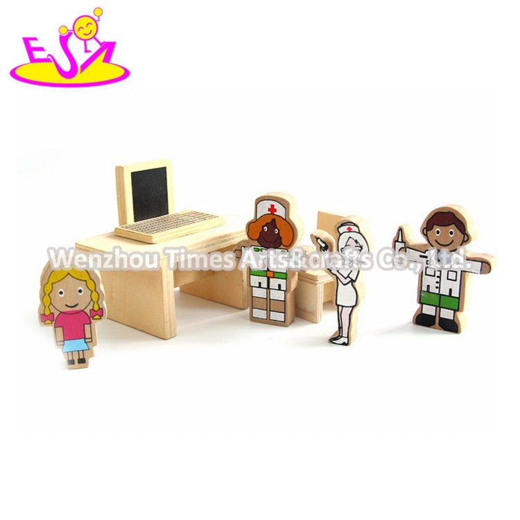 Wholesale/Supplier Wooden Hospital Toy Set for Kids Includes Dolls and Furniture W06A285