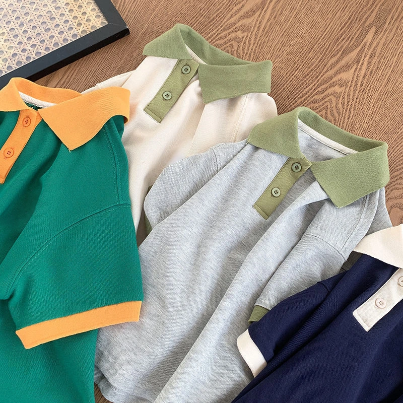 Custom Apparel Vintage Oversize Cotton Ringer T Shirt 2 Color Combination Childrens Boys T-Shirts Polo Shirts