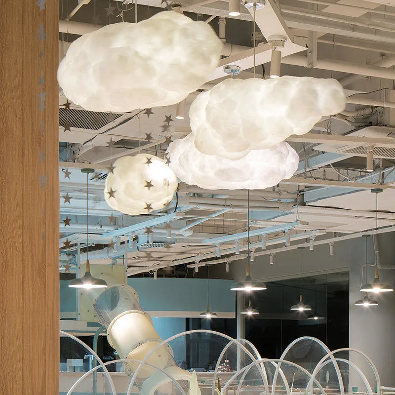 Creative Floating Clouds Chandeliers Pendant Light Bar Party Decorative Cloud LED Lights