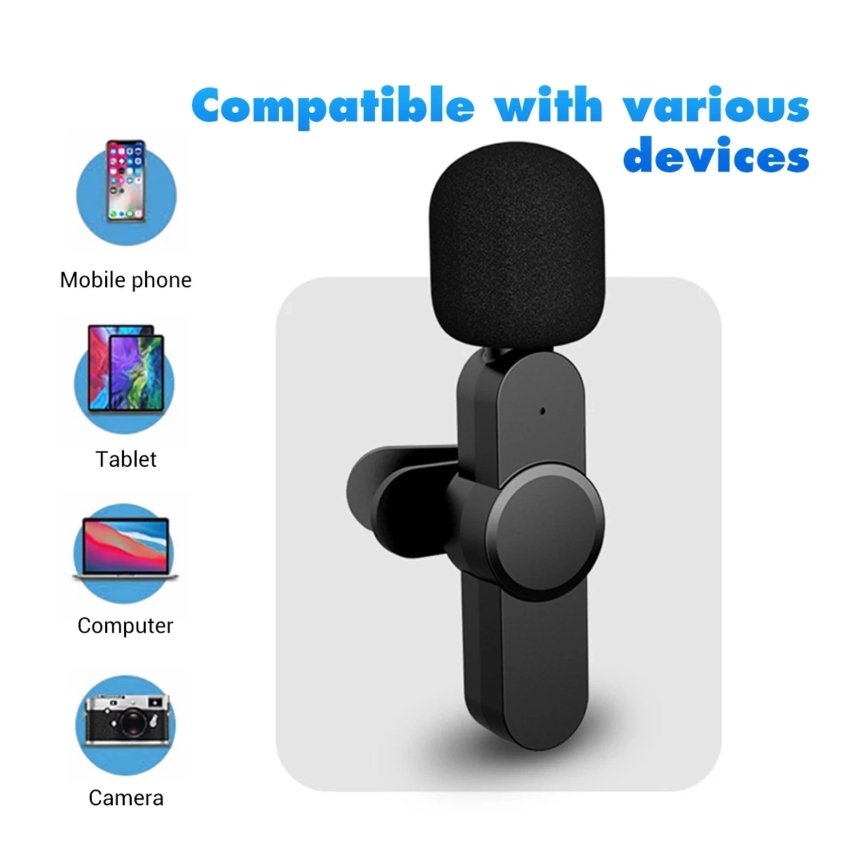 Wireless Lavalier Microphone Portable Audio Video Recording Mini Mic for iPhone Android Live Broadcast Gaming Phone Microfonoe