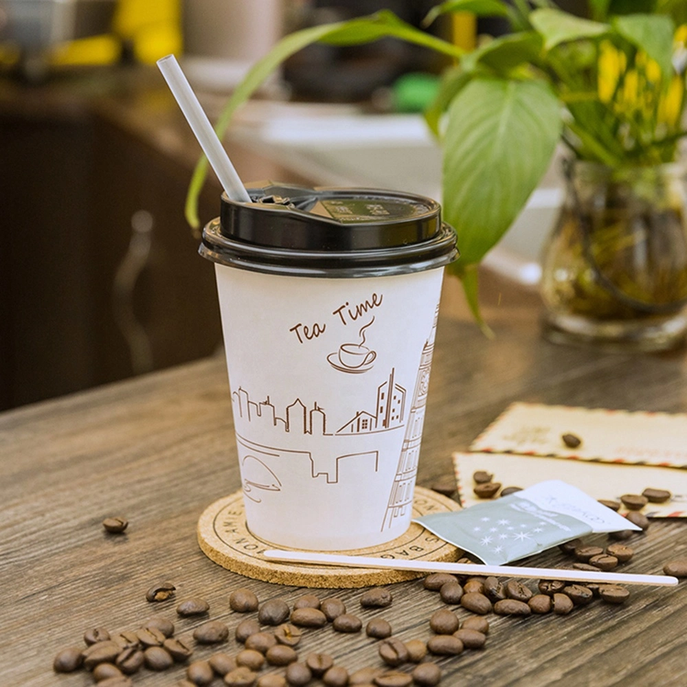 Tasse à papier Fabricant de tasses à café à paroi simple sans plastique Mug avec manches et couvercles