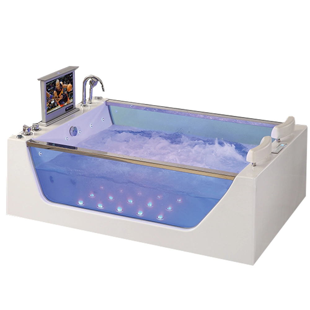 Banho novo duas pessoas, água interior Jet Massagem Whirlpool banheira com TV