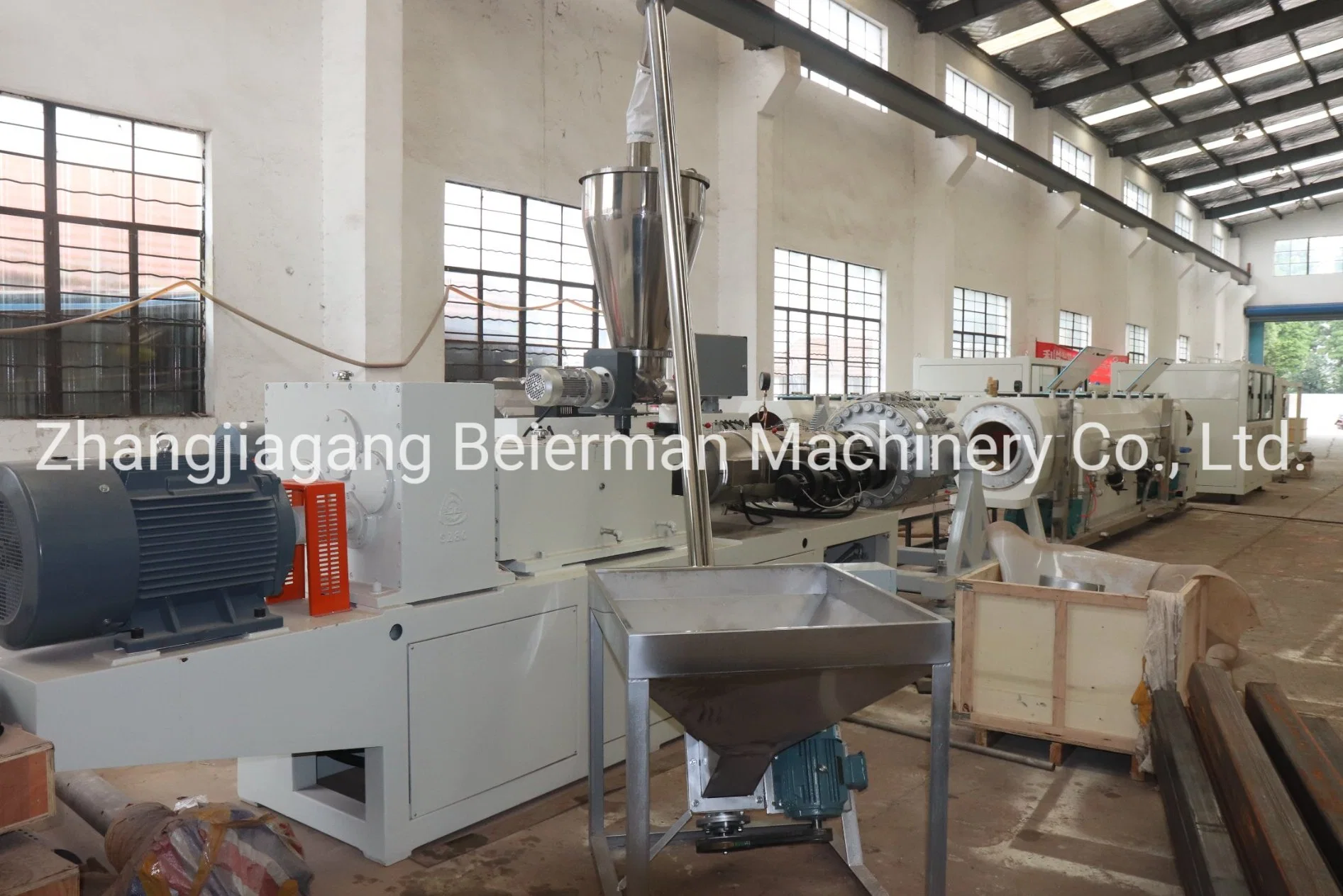 Beierman Price PVC UPVC 150mm-250mm Plastic Water Pipe Conical Twin Screw Extruder Machine Production Line with Pipe Socketing Machine