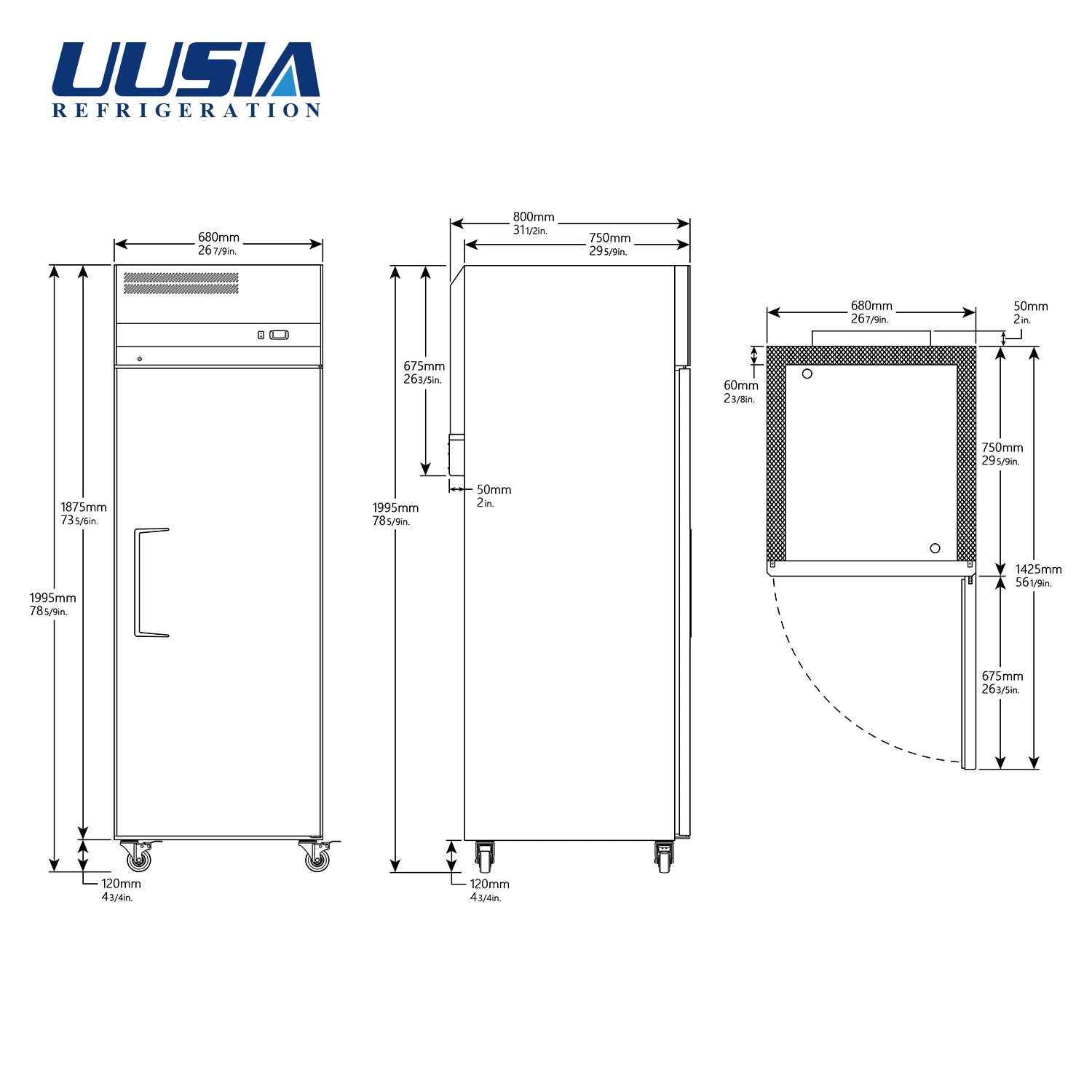 Asr-1-80n High Performance Stainless Steel Self-Closing Doors Cooler Commercial Solid Door Upright Refrigerator