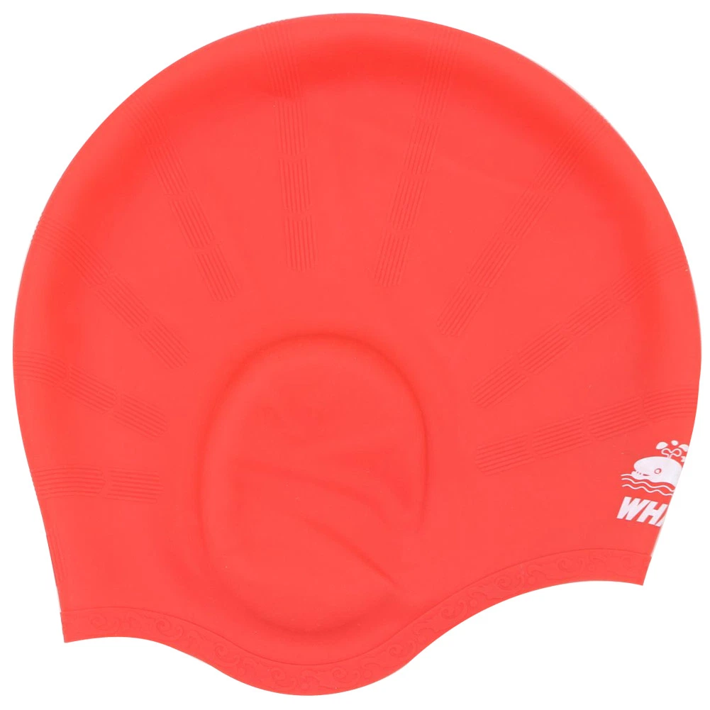 Long Hair Ear Guard Silicone Swim Caps Priviate Color and Artwork Supporting