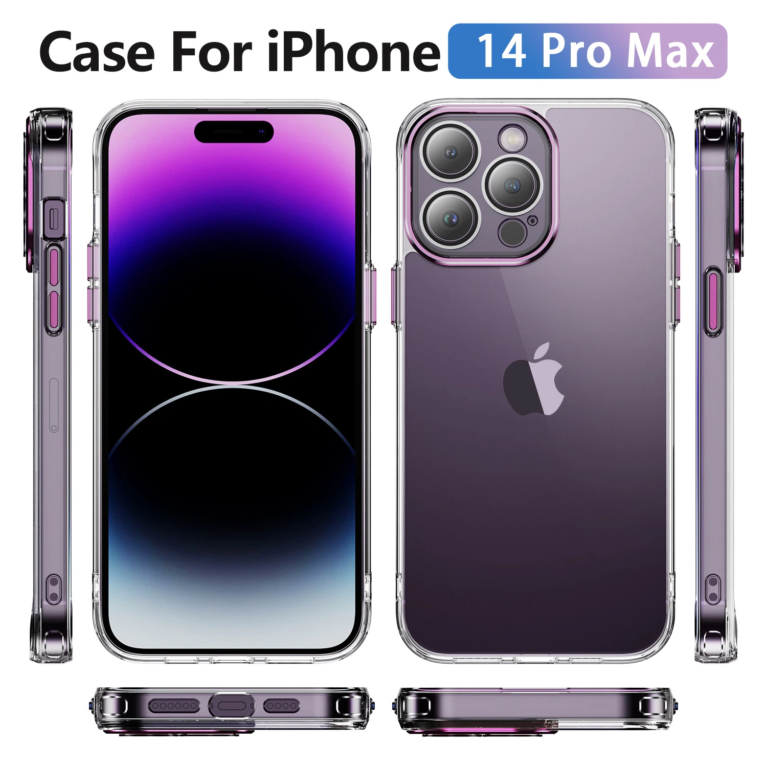 Новинка Приезд прозрачный PC Phone Case Luxury Glass Camera Protective Ударопрочный чехол для iPhone 15 PRO Max 11 12 13 14 PRO макс