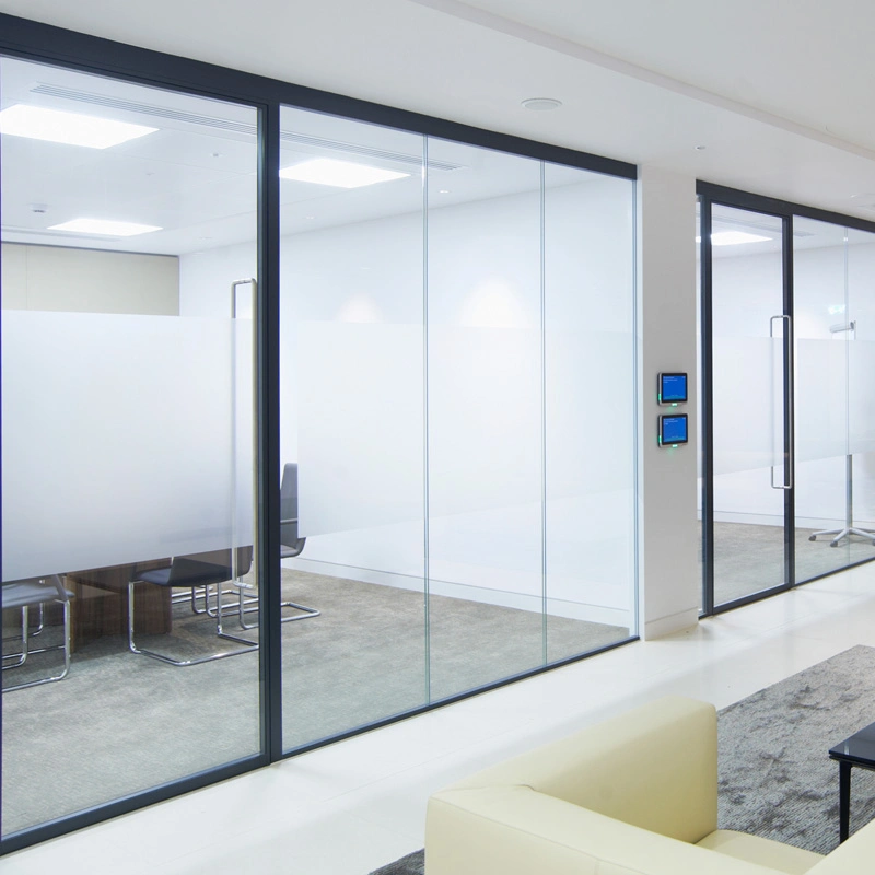 Interior Acoustic Single Glazed Aluminum and Frameless Glass Partition