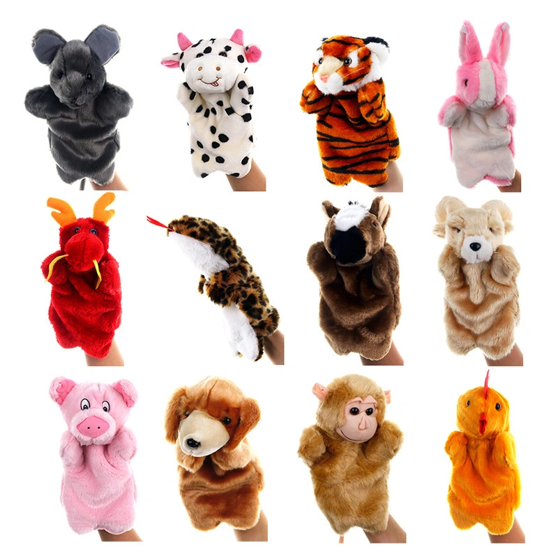 Nouveau jouet en peluche mignon de marionnette à main en forme d'animal de la forêt en gros pour les enfants.