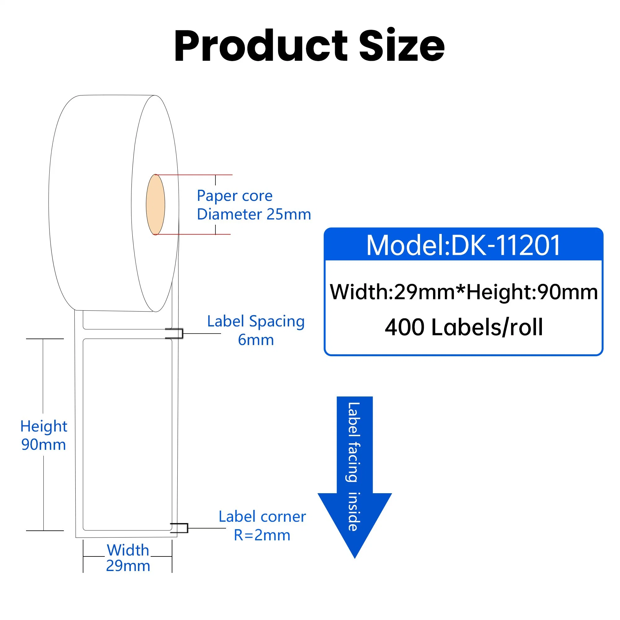 الخيار Brother DK 11201 Direct Thermal Address Label Black On (تشغيل علامة العنوان الحراري المباشر على الخيار Altern أبيض