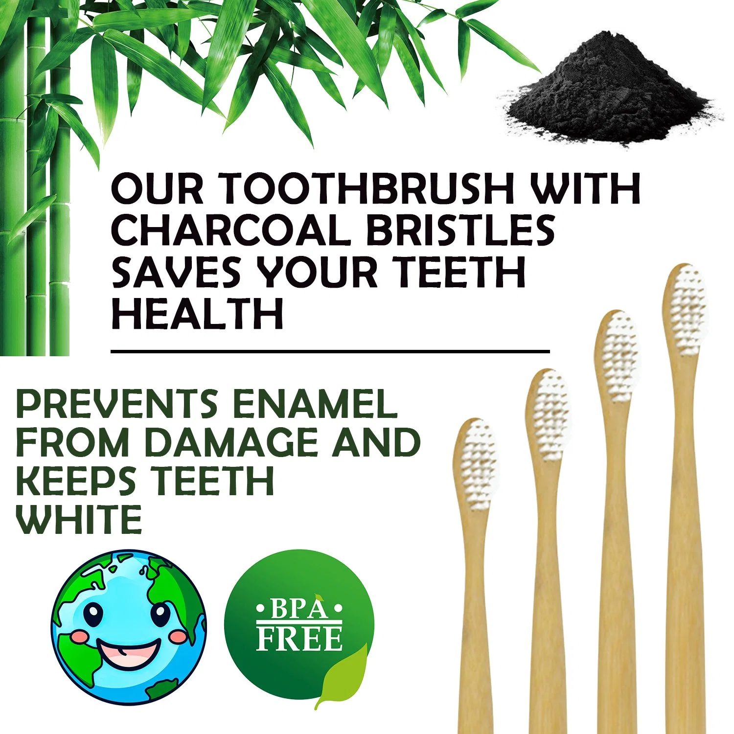 BPA Free Oral Care Soft Bristle Bamboo Toothbrush with FDA