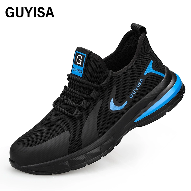 Guyisa Fashion Safety Shoes Men's Lightweight Rubber-Plastic Sole Steel Toe Safety Shoes for Men Work