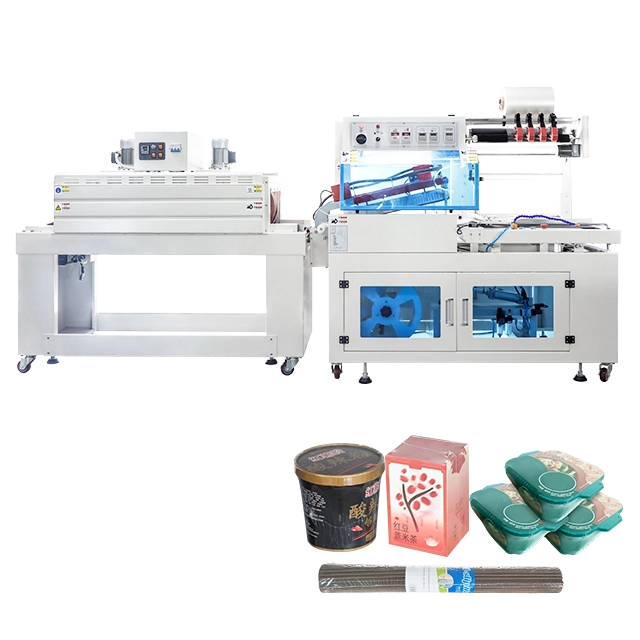 Bsf-5640LG/E+BS-4522 Hualian POF PE Shrink Film Bath Bomb Heat Tunnel Food Shrink Wrap Stretch Film Packaging Machine