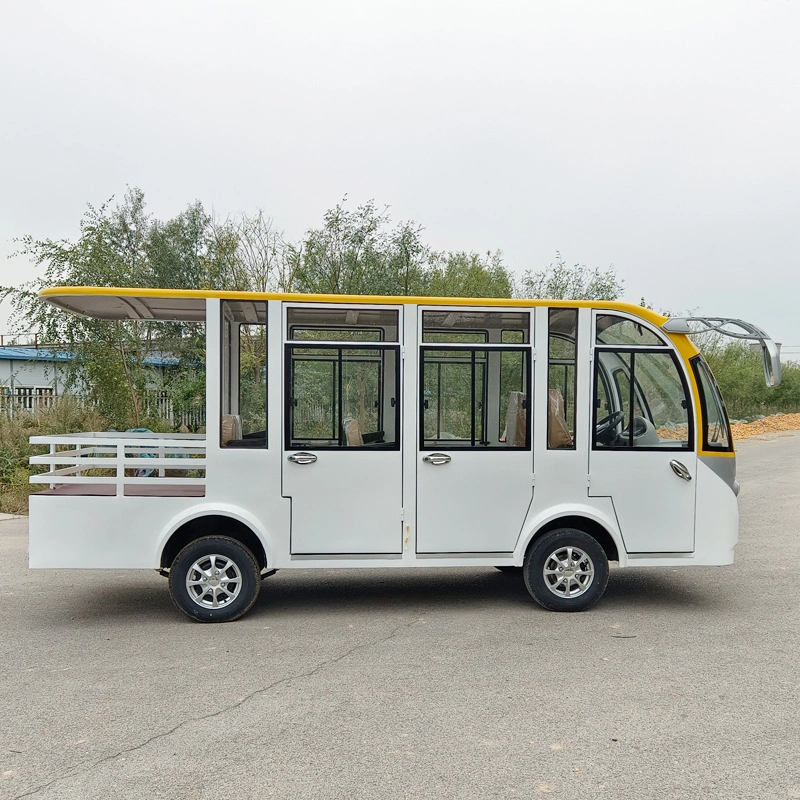 Electric Winter Tourist Car Sightseeing Tour Bus Golf Cart of Three Rows of 8-Seat Buses with Doors Keep Warm in Winter