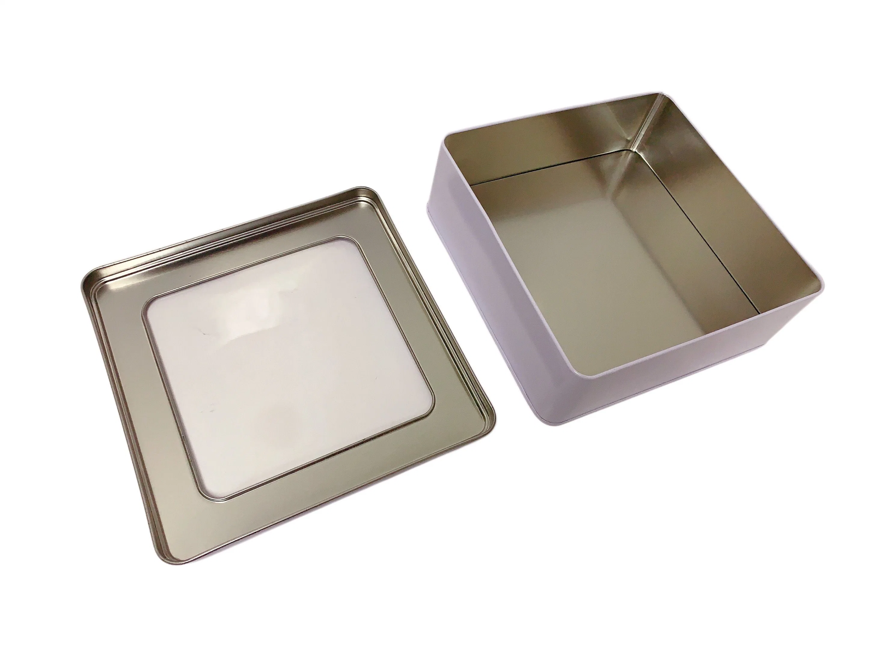 Rectángulo tin box con una clara ventana de Pet de estaño metálico Lata Embalaje de regalo tin box