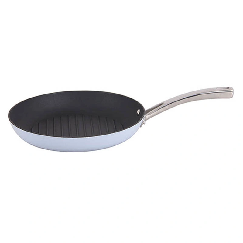 Venta caliente ligero Hierro fundido Griddl nonstick Cooking Enamel Skillet Chef Steak Cookware Grill Frypan 24/28cm