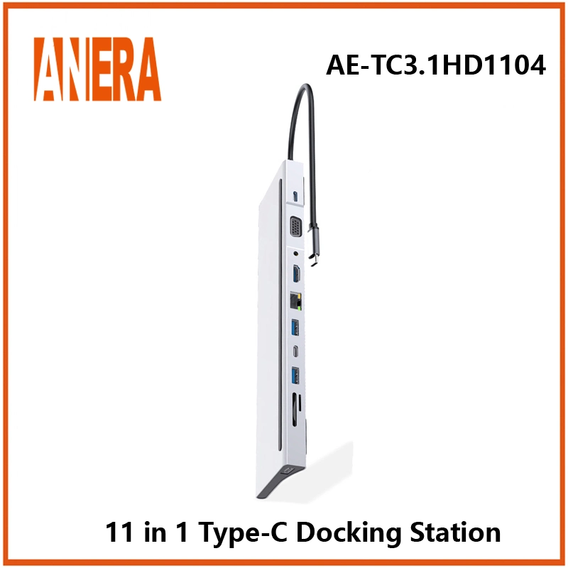 High Quality Speed 11 in 1 Type-C Hub Multiport Docking Station Hub with 4K HDMI VGA USB3.0 USB2.0 RJ45 Sdtf USB-C Pd Charging Adapter Hub
