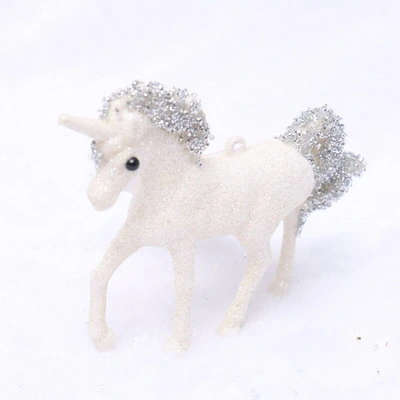 New Design Artificial Plastic Glitter Painted Unicorn