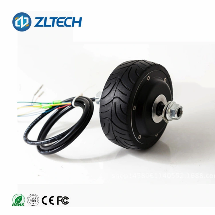 Zltech Small 4 Inch 24V 100W 50kg Load Brushless DC Rubber Tire 10 Polo Electric Wheel Hub Servo Motor Engine with Encoder for Automated Service Robot