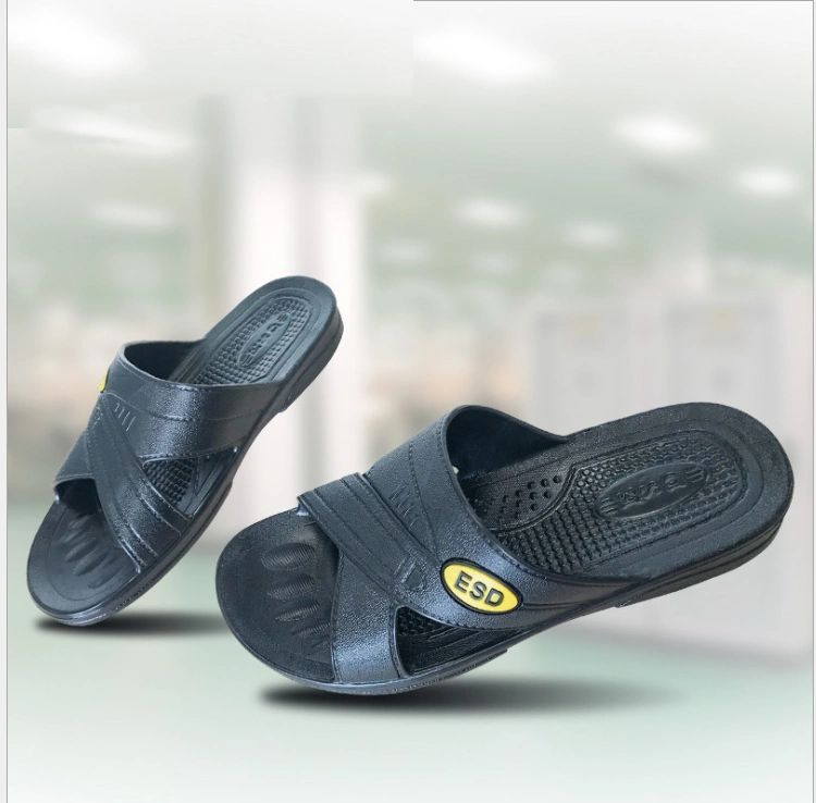 Cleanroom Good Design High quality/High cost performance  2-Eyes Cross Blue ESD Spu Slipper Antistatic Safety Slippers