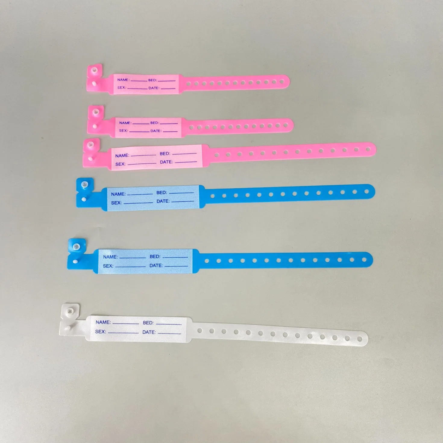 Hospital Patient Medical Paper RFID Smart Plastic Wrist Identification ID Pulsera de cuero Pulseras de pulsera Tarjetas de inserción o escribir en el código de color