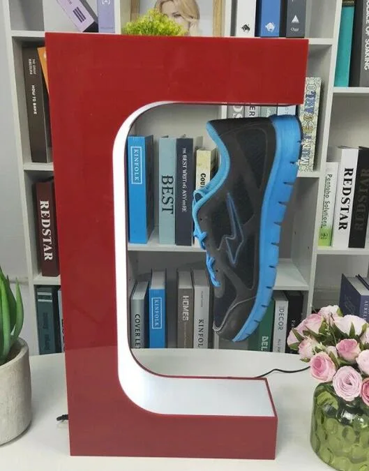 Customize Acrylic 360 Rotating spinning Magnetic Levitation Floating Shoe Sneaker Display Stand for Advertisement Shoe Store