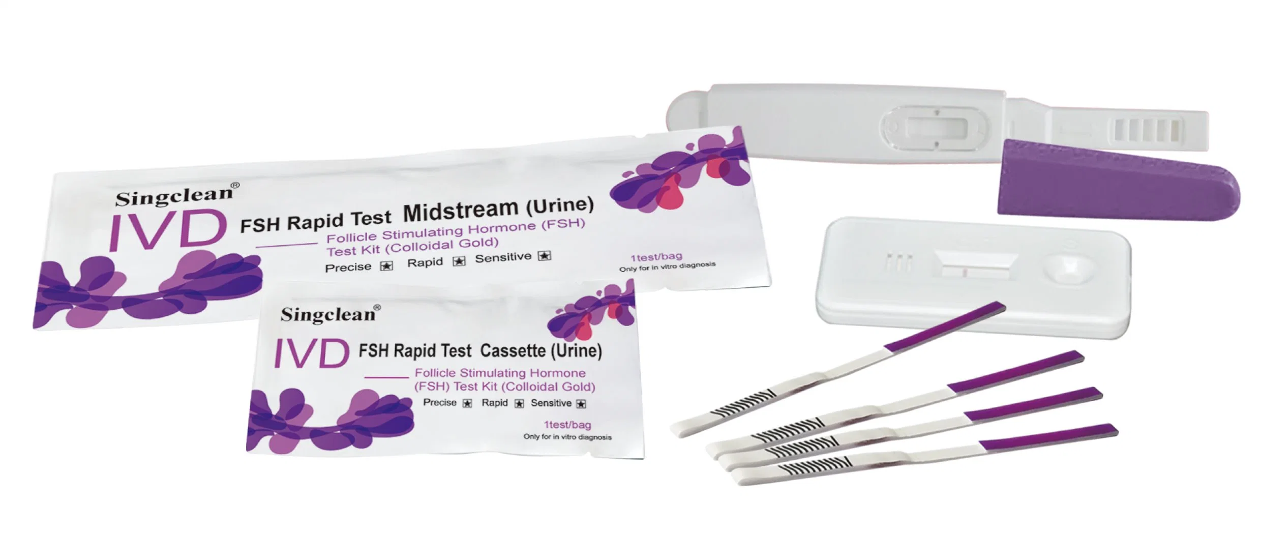 Ce Approved Fsh Menopause Test Kit Strip Midstream Cassette