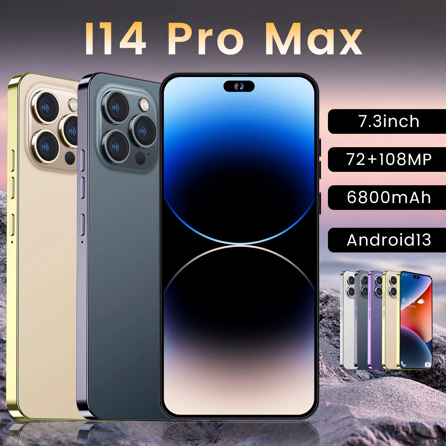 Viqee Handys heißen Verkauf brandneue Smart Mobile Phone Modell I14PRO Max 3GB+32GB Android Handy, OEM / ODM bereit auf Lager